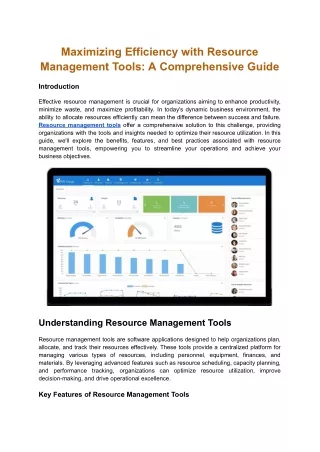 Maximizing Efficiency with Resource Management Tools: A Comprehensive Guide