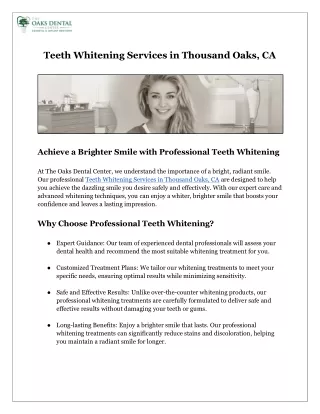 Teeth Whitening Services in Thousand Oaks, CA