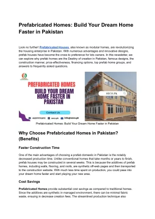 Prefabricated Homes Build Your Dream Home Faster in Pakistan