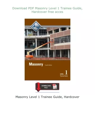 ❤Download❤ ⚡PDF⚡ Masonry Level 1 Trainee Guide, Hardcover free acces
