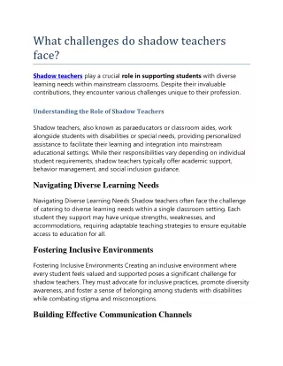 What challenges do shadow teachers face