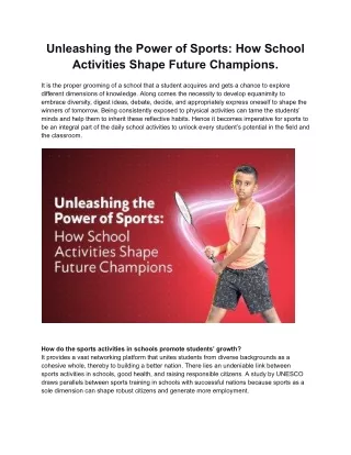 Unleashing the Power of Sports_ How School Activities Shape Future Champions
