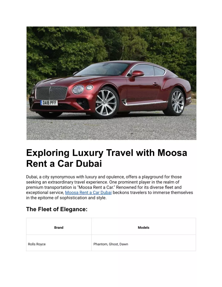 exploring luxury travel with moosa rent