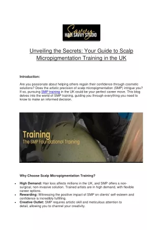 Your Guide to Scalp Micropigmentation Training in the UK