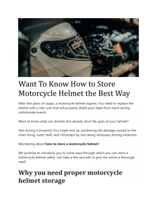 Want To Know How to Store Motorcycle Helmet the Best Way pdf