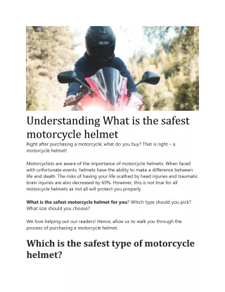 Understanding What is the safest motorcycle helmet profile submission pdf