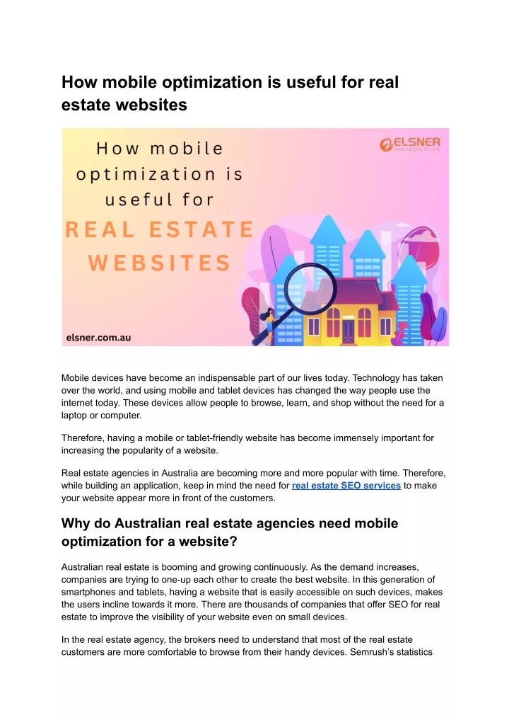 how mobile optimization is useful for real estate