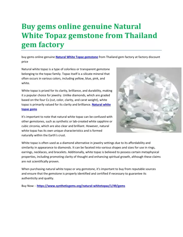 buy gems online genuine natural white topaz