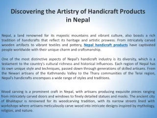 Discovering the Artistry of Handicraft Products in Nepal