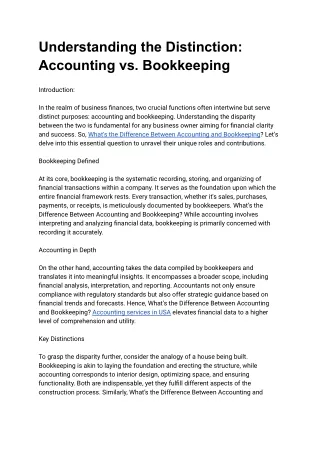 Accounting vs. Bookkeeping