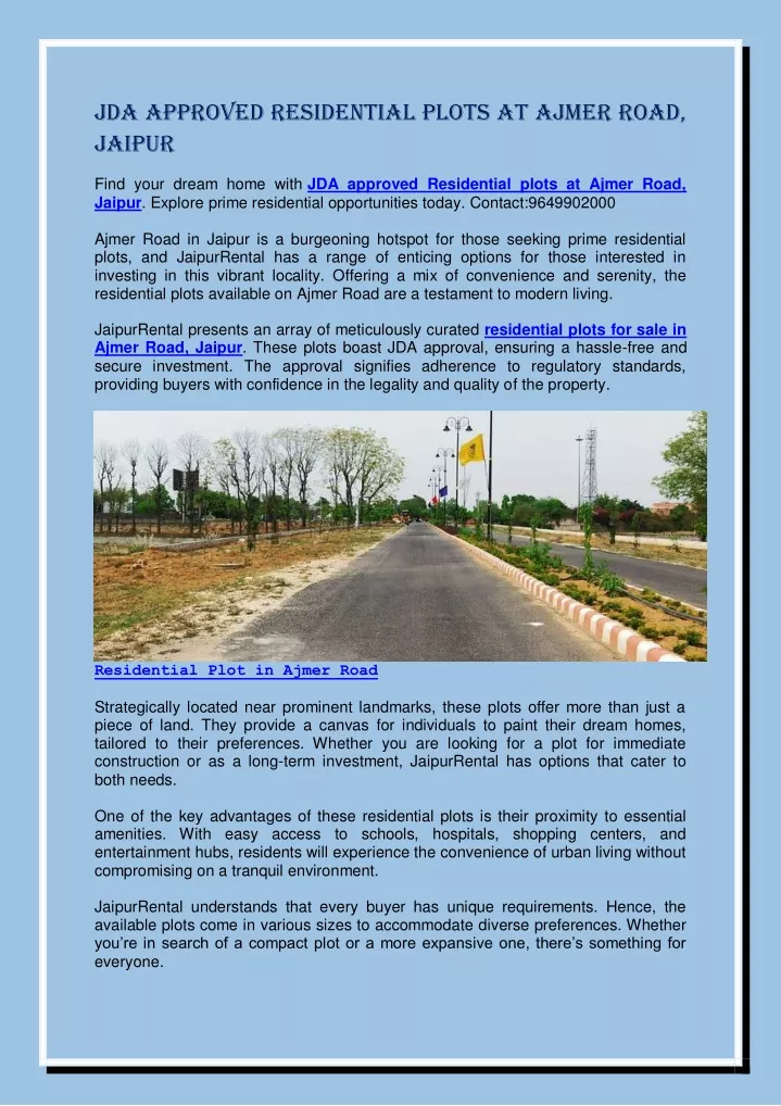 jda approved residential plots at ajmer road