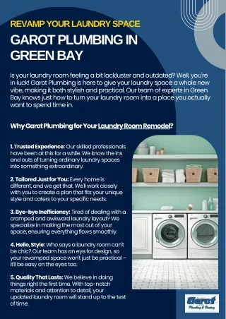 Revamp Your Laundry Space with Garot Plumbing in Green Bay
