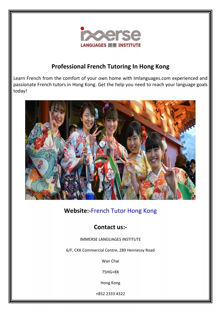 professional french tutoring in hong kong
