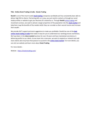 title online stock trading in india stockx trading