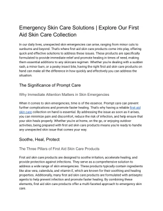 Emergency Skin Care Solutions _ Explore Our First Aid Skin Care Collection