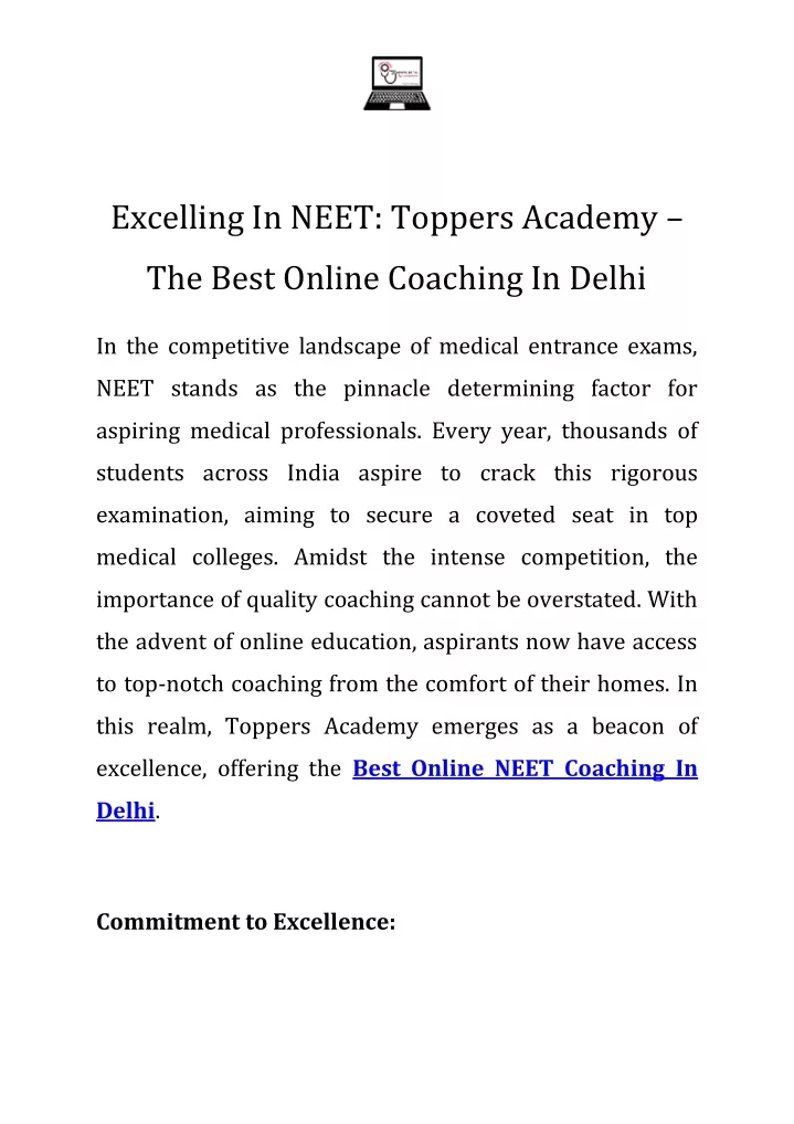 excelling in neet toppers academy