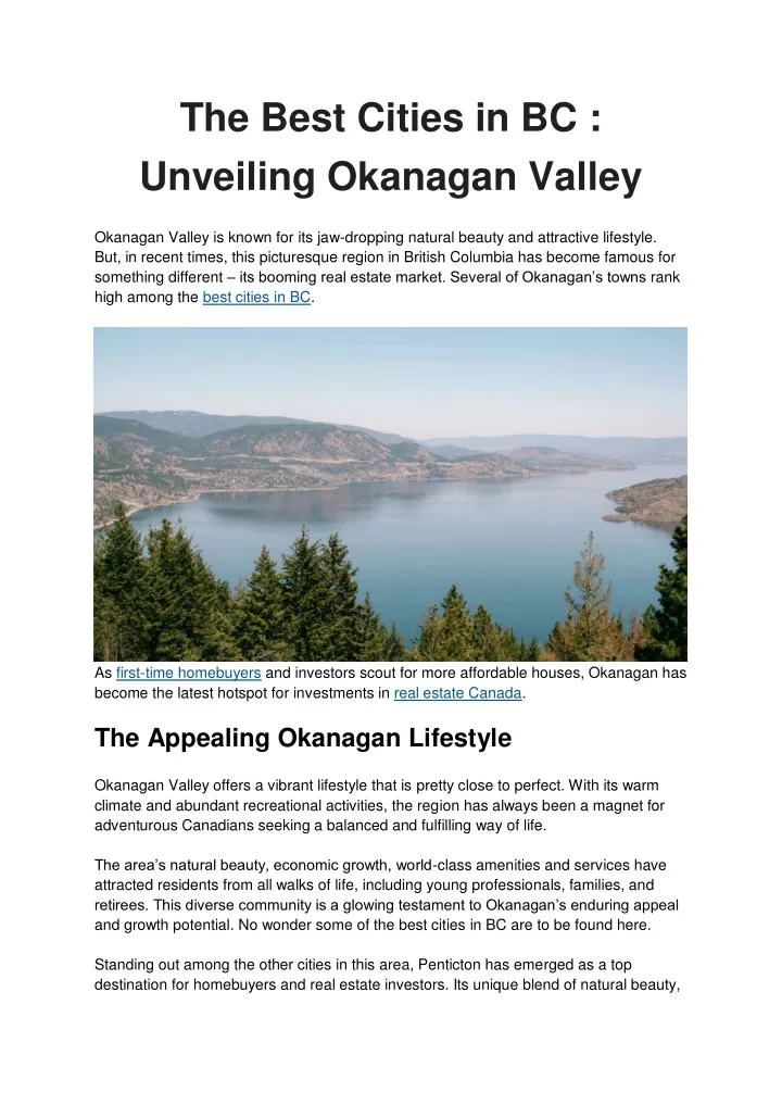 the best cities in bc unveiling okanagan valley