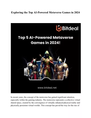 Exploring the Top AI-Powered Metaverse Games in 2024