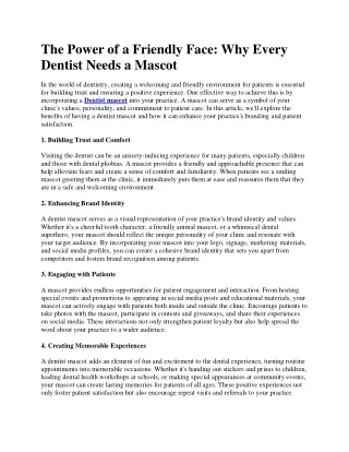 Dentist mascot - Top Smile Clinic