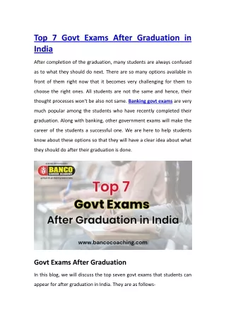 Top 7 Govt Exams After Graduation