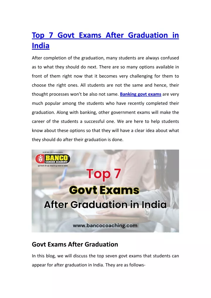 top 7 govt exams after graduation in india