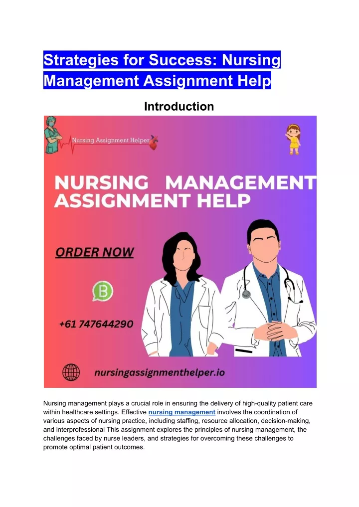 strategies for success nursing management