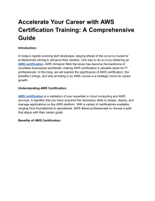 Accelerate Your Career with AWS Certification Training: A Comprehensive Guide