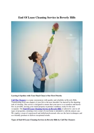 end of lease cleaning service in beverly hills