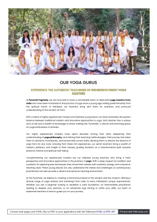 Yoga Teachers/Pyramidyogshala
