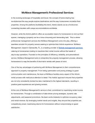 McNiece Management's Professional Services