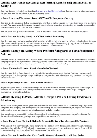 Atlanta Drop Off Electronics for Sustainable Waste Disposal and Recycling