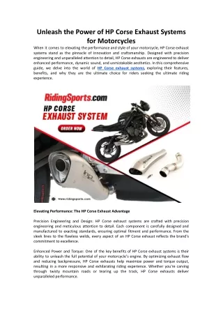 Unleash Power of HP Corse Exhaust Systems for Motorcycles