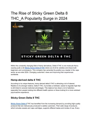 Sticky Green Delta 8 THC
