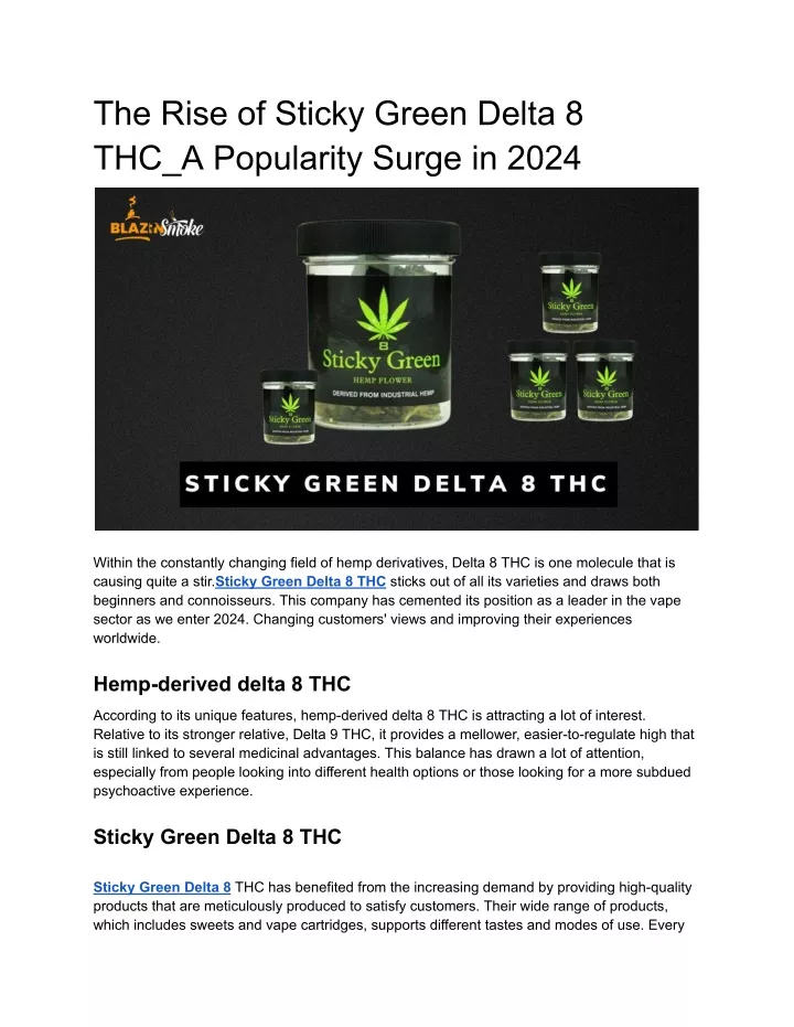 the rise of sticky green delta 8 thc a popularity