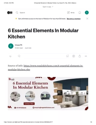 6 Essential Elements In Modular Kitchen