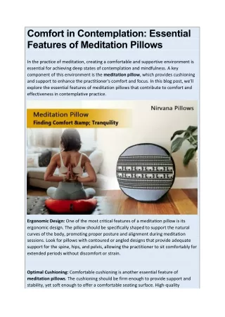 Comfort in Contemplation; Essential Features of Meditation Pillows