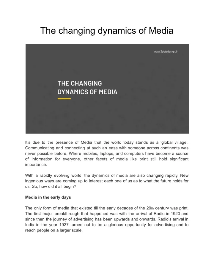 the changing dynamics of media