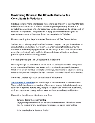 Maximizing Returns_ The Ultimate Guide to Tax Consultants in Vadodara