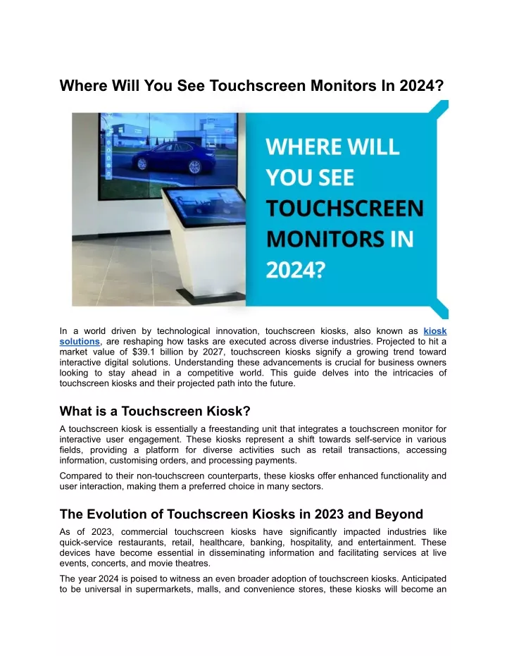 where will you see touchscreen monitors in 2024