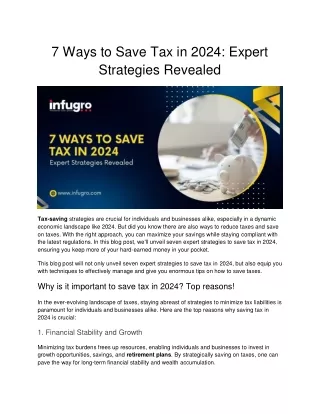 7 Ways to Save Tax in 2024_ Expert Strategies Revealed
