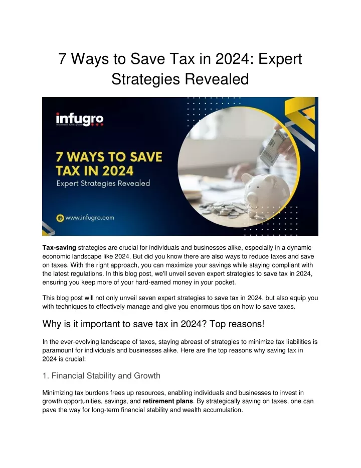 PPT 7 Ways To Save Tax In 2024 Expert Strategies Revealed PowerPoint   7 Ways To Save Tax In 2024 Expert Strategies N 