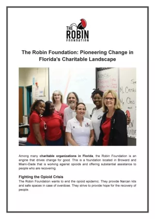 The Robin Foundation: Pioneering Change in Florida's Charitable Landscape