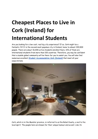 Cheapest Places to Live in Cork (Ireland) for International Students