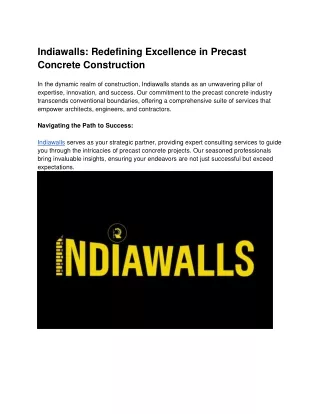 Efficiency Meets Elegance: Indiawalls' Reinforced Concrete Walls