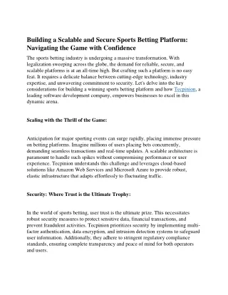 Building a Scalable & Secure Sports Betting Platform