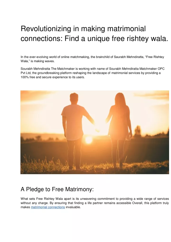 revolutionizing in making matrimonial connections