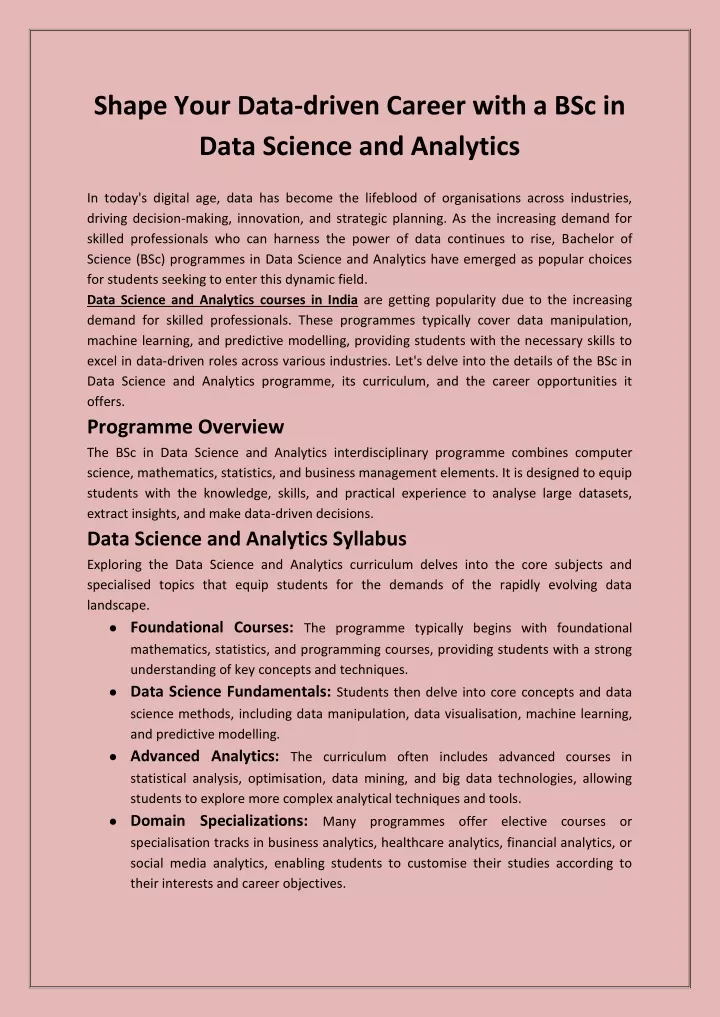 shape your data driven career with a bsc in data