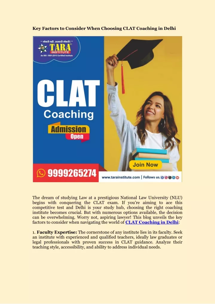 key factors to consider when choosing clat