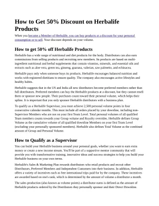 how to get 50 discount on herbalife products