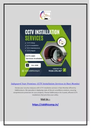 Safeguard Your Premises: CCTV Installation Services in Navi Mumbai | Siddhicomp.